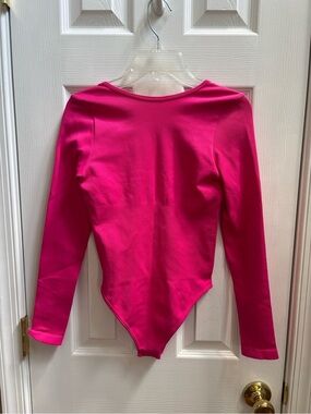 OQQ Long-Sleeve One-Piece Bodysuit w/ Tummy Control/Open Back, Size S NWOT